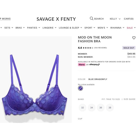 (Never Worn) Savage X Fenty Violet Bra/Panty Lace Set: 36D, Brazilian (Small) - Picture 4 of 16